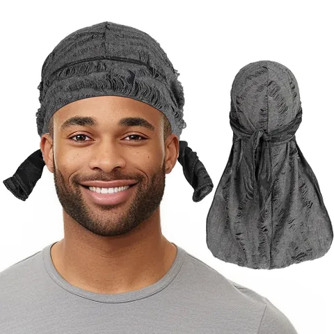 Ανδρικό Hip Hop Φθαρμένο Durag Μακριά Ουρά Δέσιμο Πίσω Καπέλο Πειρατή Πολυεστέρας Κάλυμμα Κεφαλής για Κύματα Ύπνο Αθλητικά Casual