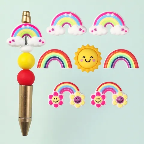 Perline in Silicone 3D a Forma di Arcobaleno per Creazione Gioielli Fai da Te Catena Cellulare Decorazione Penna Perline Sole Nuvola