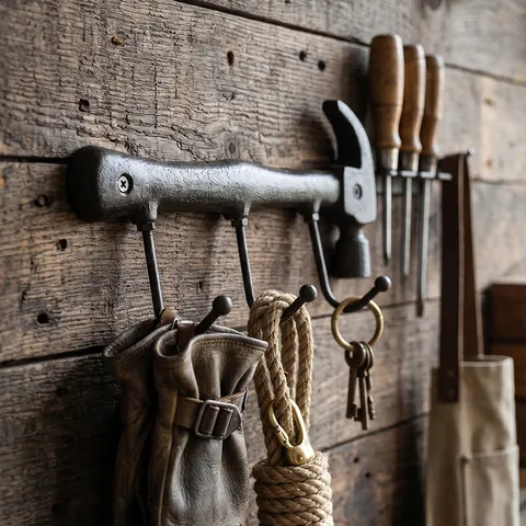 Ganchos de Pared de Hierro Fundido Estilo Industrial Retro Americano Perchas Metálicas Forma Herramienta Martillo Llave Bar