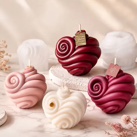 Spiral Heart Silicone Mold DIY Candle Soap Making Aromatherapy Resin Craft Food Grade Flexible Durable Easy Release