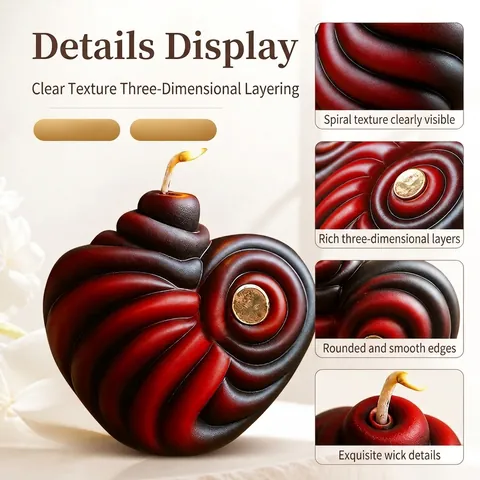 Spiral Heart Silicone Mold DIY Candle Soap Making Aromatherapy Resin Craft Food Grade Flexible Durable Easy Release