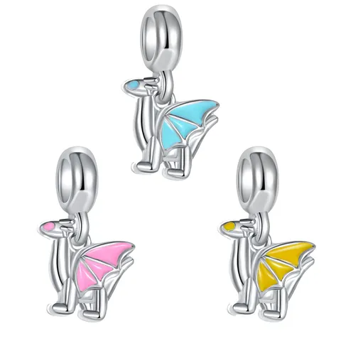Alloy Cartoon Dinosaur Dragon Pendant Charm Enamel Animal Drip Oil For DIY Bracelet Necklace Jewelry Making Accessory Women