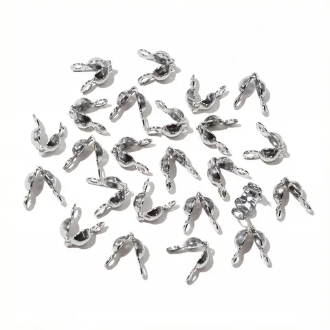 Stainless Steel Bead Tips Calottes Double Loops End Clasps Crimp Covers For DIY Jewelry Making Necklace Bracelet Findings