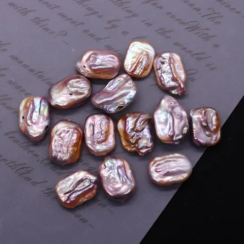 Süßwasserperles d'Eau Douce Naturelles Baroque Süßwasserperles en Vrac Carrées Violettes Irisées Rectangulaires pour Création de Bijoux DIY