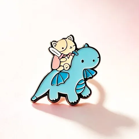 Cartoon Animal Knight Dinosaur Enamel Pin Cute Dog Cat Mouse Riding Dragon Alloy Brooch Badge For Backpack Clothing Decoration Jewelry Gift