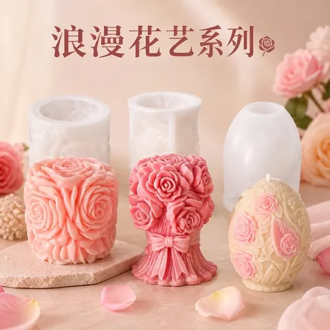 Stampo In Silicone Per Colonna Di Rose E Uovo Di Pasqua Per Candela Aromaterapia Fai Da Te Sapone Artigianale Gesso