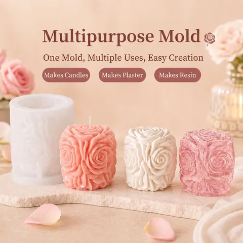 Molde De Silicona De Columna De Flor De Rosa Y Huevo De Pascua Para Vela De Aromaterapia DIY Jabón Artesanal Yeso
