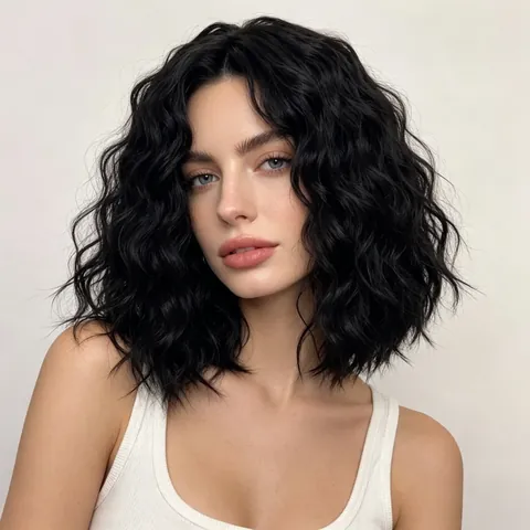 Women Short Curly African Wig Black High Temperature Synthetic Fiber Afro Kinky Curly Bob Wig For Daily Party Wear