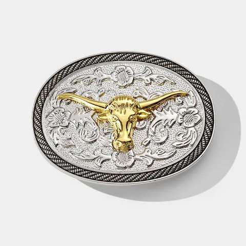 Vintage Western Cowboy Belt Buckle Zinc Alloy Turquoise Rhinestone Inlaid Bohemian Style Floral Animal Embossed Belt Accessory For Men Women