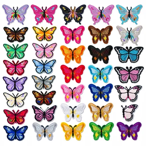 Écussons Brodés Papillon Multicolore Dégradé DIY Thermocollants ou à Coudre en Tissu pour Vêtements Chapeaux Sacs Décoration Assortis