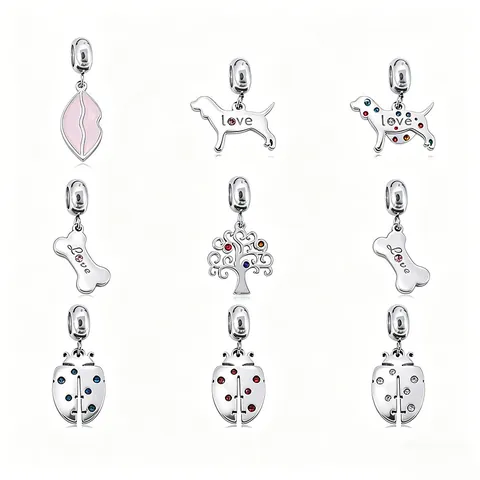 Stainless Steel Tree Of Life Ladybug Animal DIY Charm Pendant For Bracelet Necklace Making Enamel Rhinestone Jewelry Accessory
