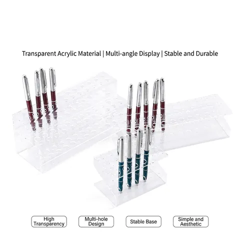 Acrylic Pen Display Rack Multi-hole Desktop Makeup Brush Holder Organizer Stand Transparent Lipstick Storage