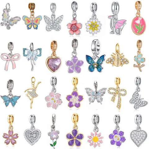 Colgantes de Aleación Esmaltada Mariposa Flor Corazón Diamante de Imitación Perla Artificial para DIY Fabricación de Joyas Pulsera Collar Accesorios
