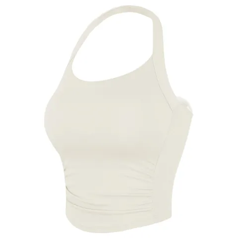 Reggiseno Sportivo Yoga Allacciato al Collo da Donna Top da Allenamento con Fianchi Arricciati e Imbottiture Rimovibili