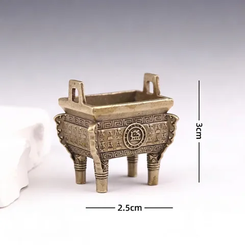 Quemador De Incienso De Aleación Antiguo Trípode Cuadrado Chino Ding Con Patrón De Dragón Para Zen Decoración Casa Oficina