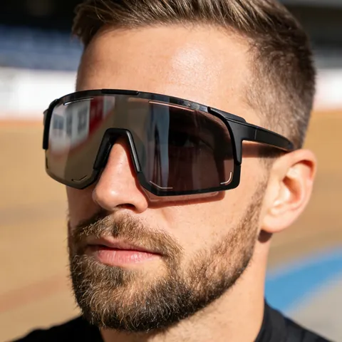 Occhiali da Sole Sportivi Ciclismo Unisex Pezzo Unico Senza Montatura Antivento UV400 Lenti PC Occhiali Outdoor Specchiati