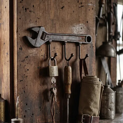 Gancho de Pared de Hierro Fundido Vintage Industrial Forma de Herramienta Llave Martillo Alicates Percha de Pared Decorativa Para Hogar Garaje