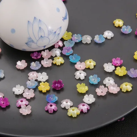 Vintage Cellulose Acetate Flower Beads For Jewelry Making DIY Faux Shell Flower Accessories For Earrings Hairpins Craft
