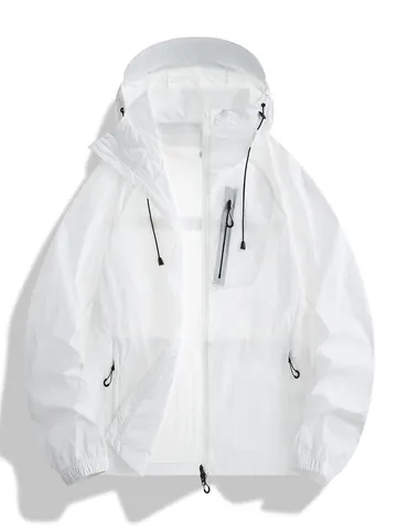 American Style Summer Thin Sun Protection Jacket Women Drawstring Waist Loose Long Sleeve Hooded Outdoor Windbreaker Top