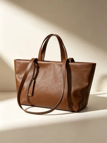 Bolso Tote para Mujer de Cuero de Curtido Vegetal Gran Capacidad Bolso de Mano Commuter Simple Retro Moda Bolso de Hombro Con Colgante