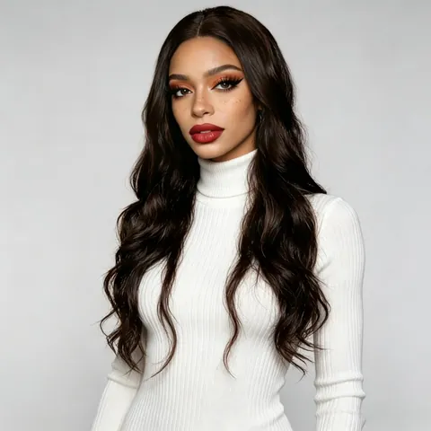 Long Wavy Middle Part Synthetic Hair Wig For Women High Temperature Fiber Natural Big Wave Curly Hair Daily Party Wig