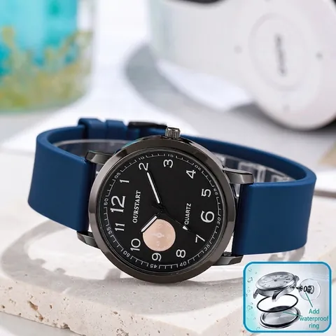 Simple Fashion Quartz Watch Round Dial Arabic Numerals Silicone Strap Casual Sporty Wristwatch For Unisex Daily School