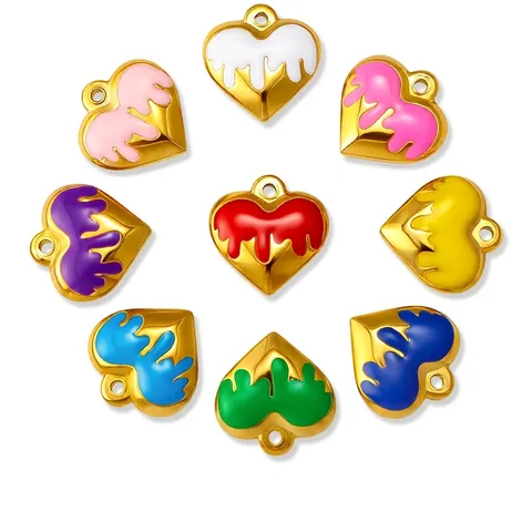 304L Stainless Steel Enamel Heart Pendant Dripping Oil Melting Heart DIY Jewelry Accessories Colorful Necklace Pendant