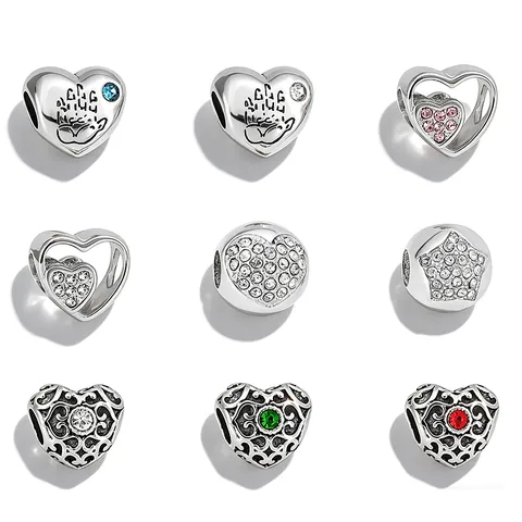 Stainless Steel Large Hole Charms For Bracelet Necklace Heart Butterfly Star Zirconia DIY Jewelry Making Beads For Women