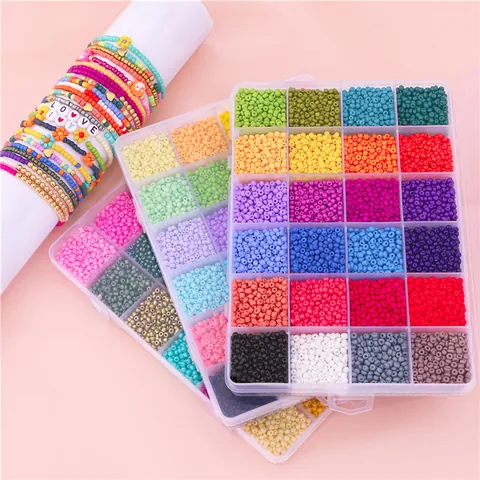DIY Jewelry Making Seed Beads Glass Beads Alloy Charms Elastic Cord For Bracelets Necklaces Crafting For Jewelry Makers