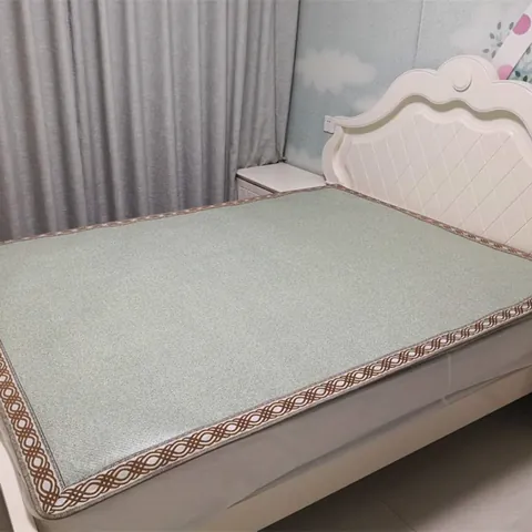 Indonesische Rotan Zomer Koelmat Ademende Geweven Matrastoppper Natuurlijke Textuur Voor Slaapkamer Smaragdgroen Bloemgrijs Donkergroen