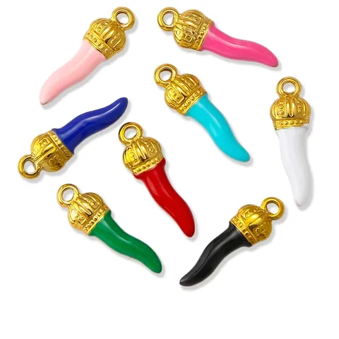 Stainless Steel Italian Horn Chili Pendants Colorful Enamel Cornicello Charms For DIY Jewelry Making Necklace Bracelet Accessory