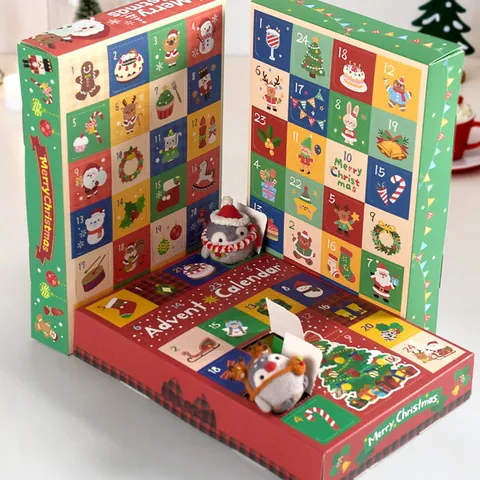 Calendrier de l'Avent de Noël Dessin Animé Boîte Mystère Compte à Rebours 24 Jours Boîtes Cadeaux en Carton pour Enfants