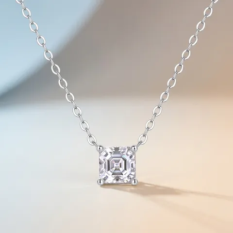 Collana in Argento Sterling 925 con Moissanite Ciondolo Geometrico Quadrato Pera Marquise per Donna con Certificato GRA Gioielli Moda