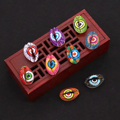 Natural Evil Eye Shell Beads Conch Shape Hand Painted Shell Charms For DIY Jewelry Making Bohemian Style Pendants Shell Accessories