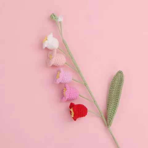 Handmade Crochet Lily Of The Valley Yarn Flower Bouquet Gradient Artificial Flowers For Home Decor Wedding Photography Gift