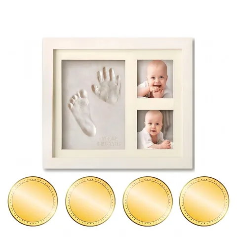 Cadre Photo Empreinte Main Pied Diy Argile Tampon Encreur Bois Mdf Commémoratif Bébé Et Animaux Souvenir Décoration