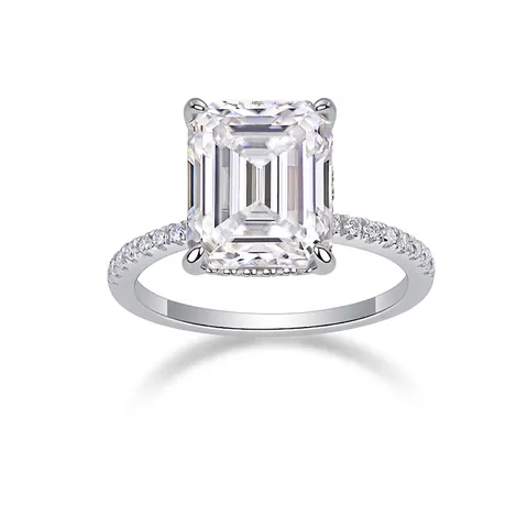 Luxury 925 Sterling Silver Moissanite Ring Princess Cut Square Inlaid Ring Fashion Personality Jewelry For Women Wedding Engagement