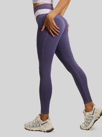 Pantalon de Yoga Taille Haute pour Femmes Color Block Leggings Remonte-Fesses Haute Élasticité Fitness Course Bas Sport