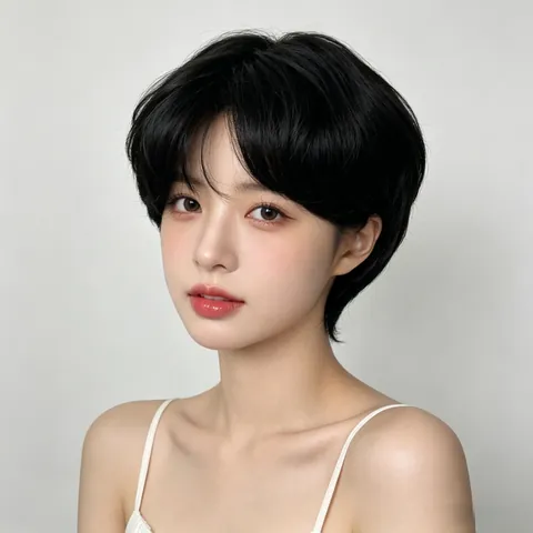 Women Natural Short Straight Bob Wig With Middle Part Bangs Synthetic Heat Resistant Fiber Hair For Daily Cosplay Party