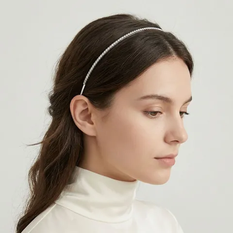 Minimalist Slim Alloy Rhinestone Headband For Women Elegant Gold Silver Plated Inlaid Crystal Hair Band Daily Party Accessory