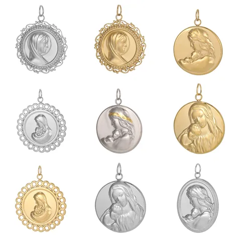 DIY Stainless Steel Religious Portrait Pendants Round Virgin Mary Star Charm Jewelry Accessories For Necklace Bracelet Making
