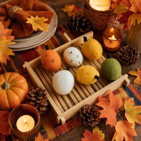 Mini Calabazas de Fieltro de Lana Hechas a Mano Adornos Decorativos para la Fiesta de la Cosecha Otoño Acción de Gracias Decoración de Mesa