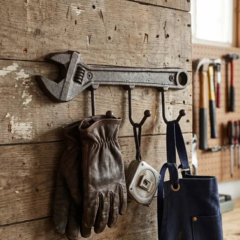 Ganchos De Pared Industriales De Hierro Fundido Retro Formas De Herramientas Vintage Llave Martillo Alicates Perchero Decorativo