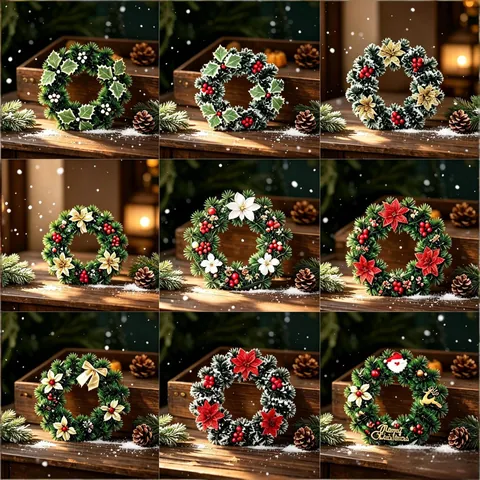 Künstlicher Weihnachtskranz Mit Frohe Weihnachten Schild Blume Schleife Kiefernnadel Girlande Haus Wand Tür Hängende Dekoration