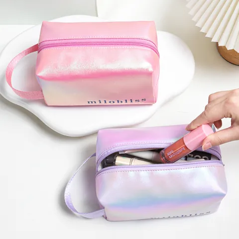 Borsa Per Cosmetici Olografica Laser Iridescente Organizzatore Da Viaggio Impermeabile Grande Capacità Pochette Trucco