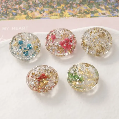 Round Resin DIY Jewelry Accessories With Dried Flowers Gold Silver Foil Hand-made Floral Semi-circular Patch Charms For Earrings
