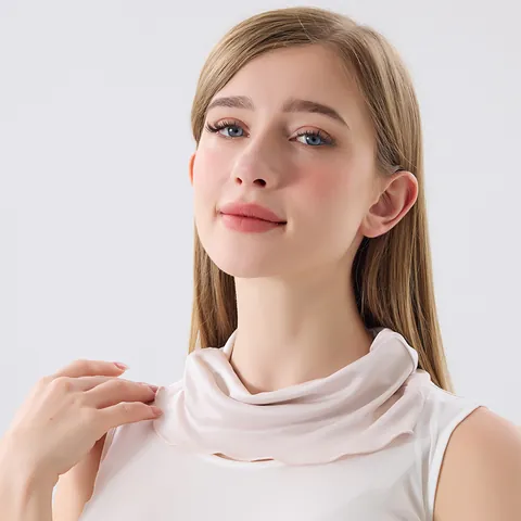 Maschera di Protezione Solare in 100% Seta di Gelso Donna Scaldacollo a Bottone Traspirante Sciarpa di Seta Lavabile