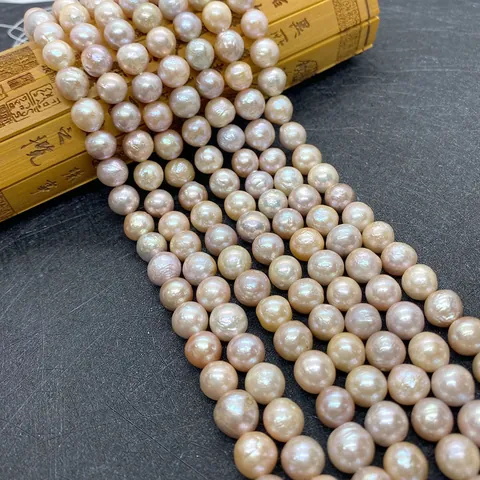 Natural Freshwater Edison Pearl Nearly Round Loose Beads For DIY Bracelet Necklace Jewelry Making Multi Color Gemstone Strand