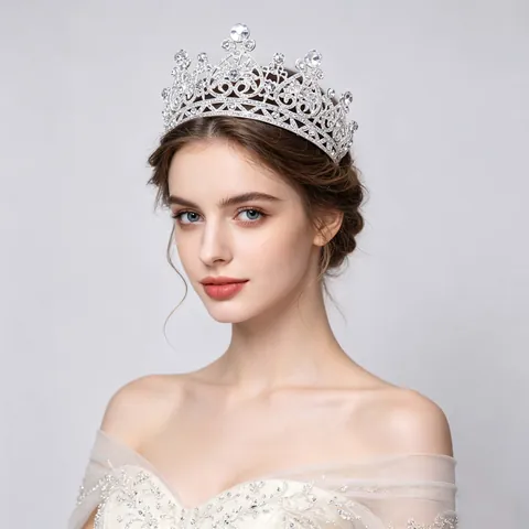 Baroque Rétro Alliage Strass Couronne Tiara Luxe Mariage Mariée Accessoires de Cheveux Coiffe pour Femmes Décorations de Fête