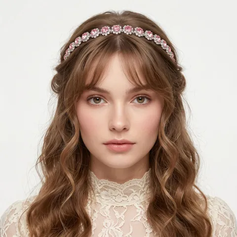 Vintage Green Crystal Flower Headband Rhinestone Alloy Hair Band For Women Elegant Party Wedding Hair Accessory